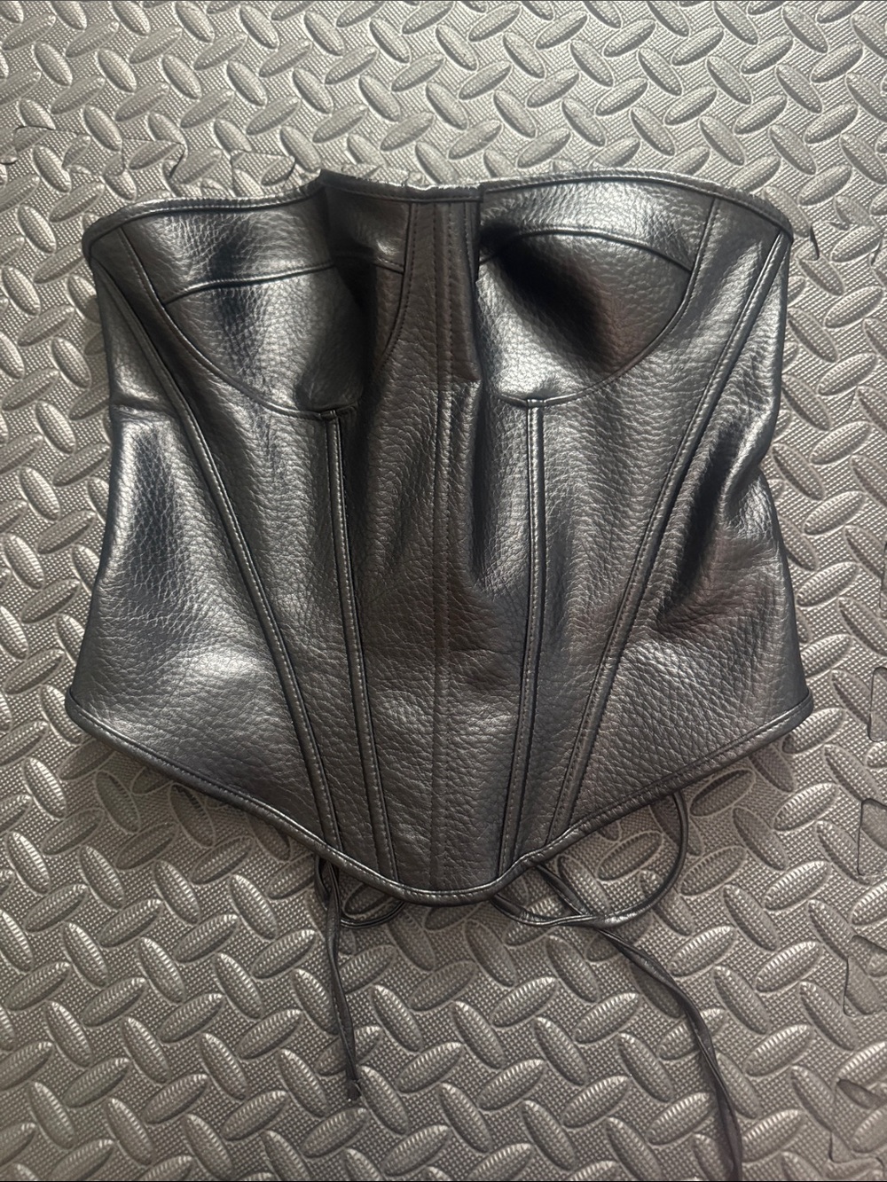 Strapless Black Faux-Leather Corset Top - Picture 2 of 4